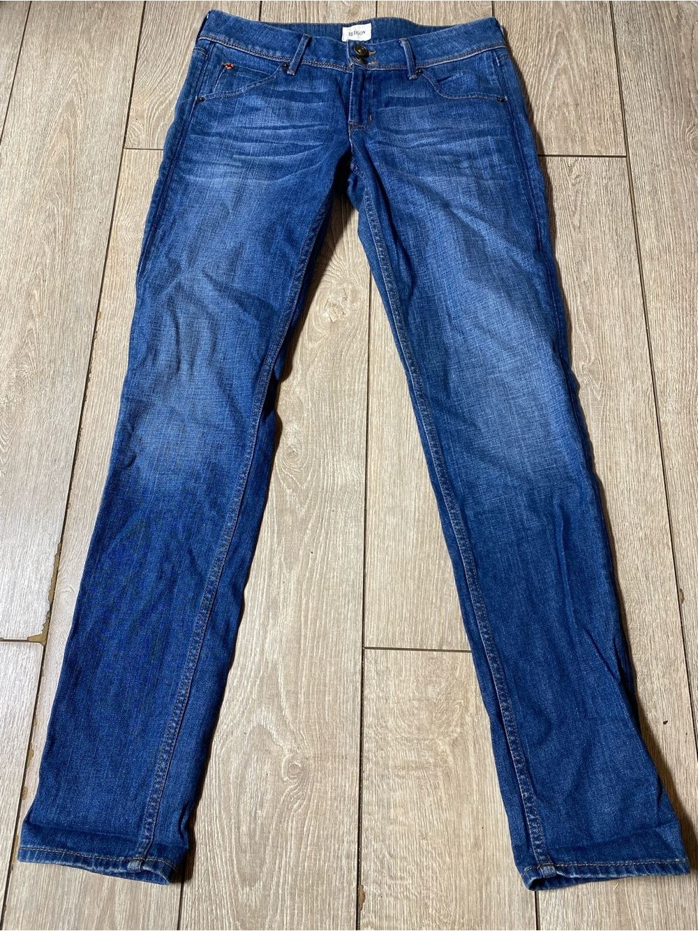 Y2K Hudson Jeans Collin Mid Rise Flap Pocket Skinny Blue Stretch Denim Sz 28